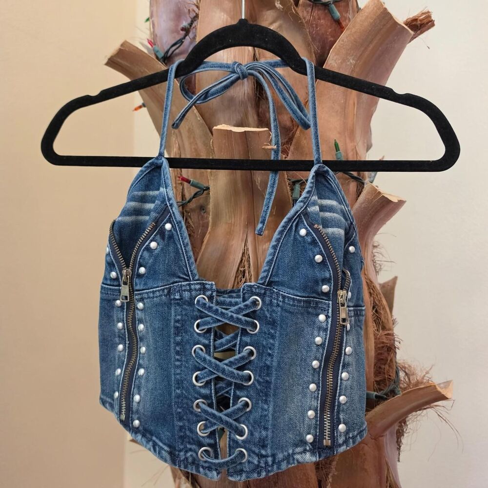 Outcast Like New Denim Detailed Corset